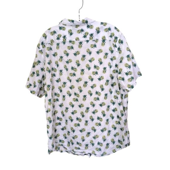 RVCA Shirt Mens XL Button Up White Pineapple Print Short Sleeve Casual Tropical - Picture 2 of 6